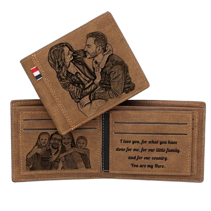 Personalized Photo Engraved Leather Wallet – Gift for Husband or Dad - Image 2