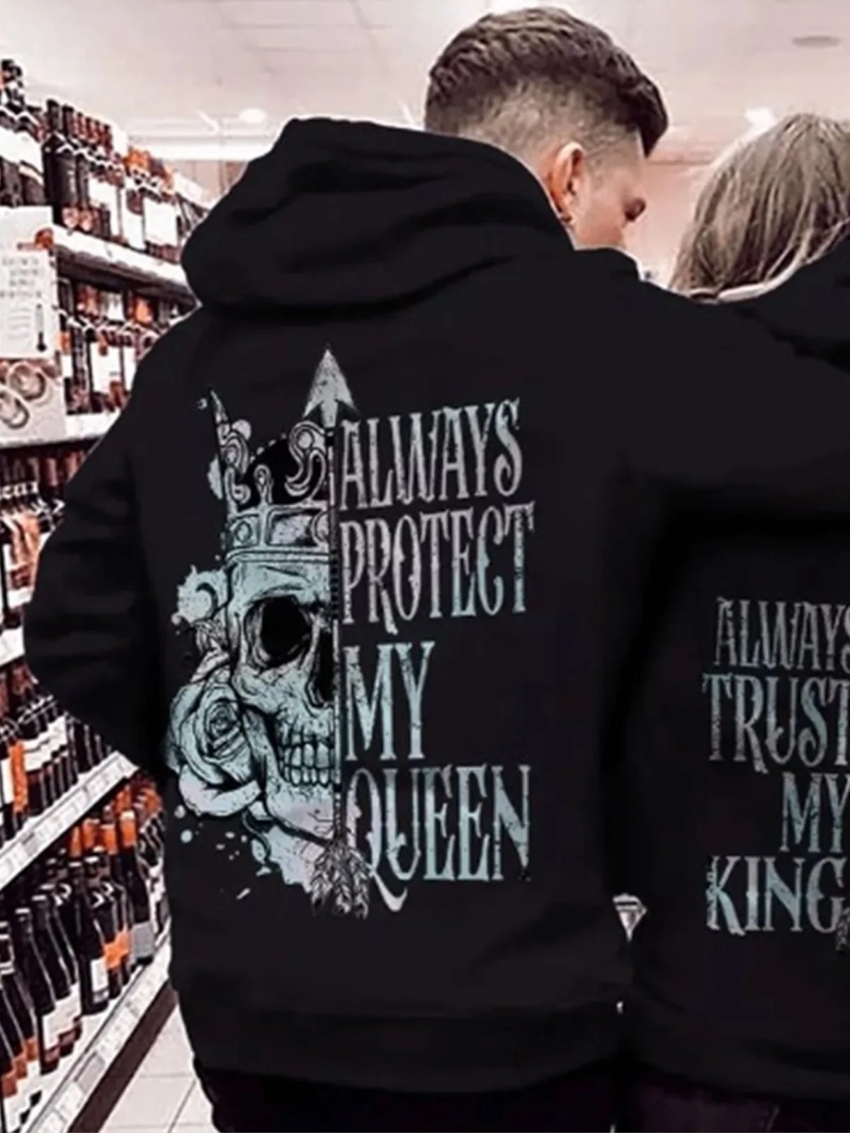 Gothic Style King Queen Matching Couple Hoodie - Image 3