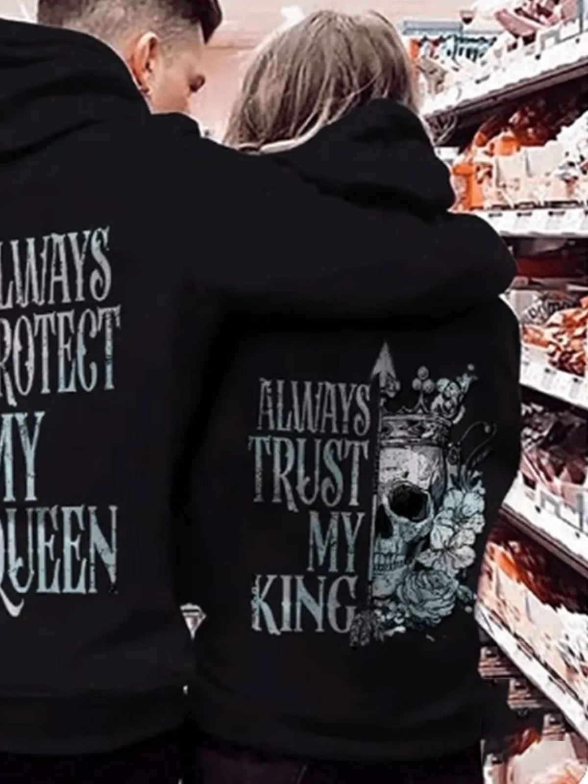 Gothic Style King Queen Matching Couple Hoodie - Image 2