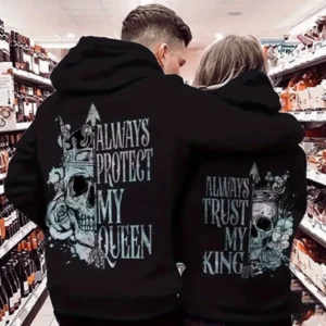 Gothic Style King Queen Matching Couple Hoodie