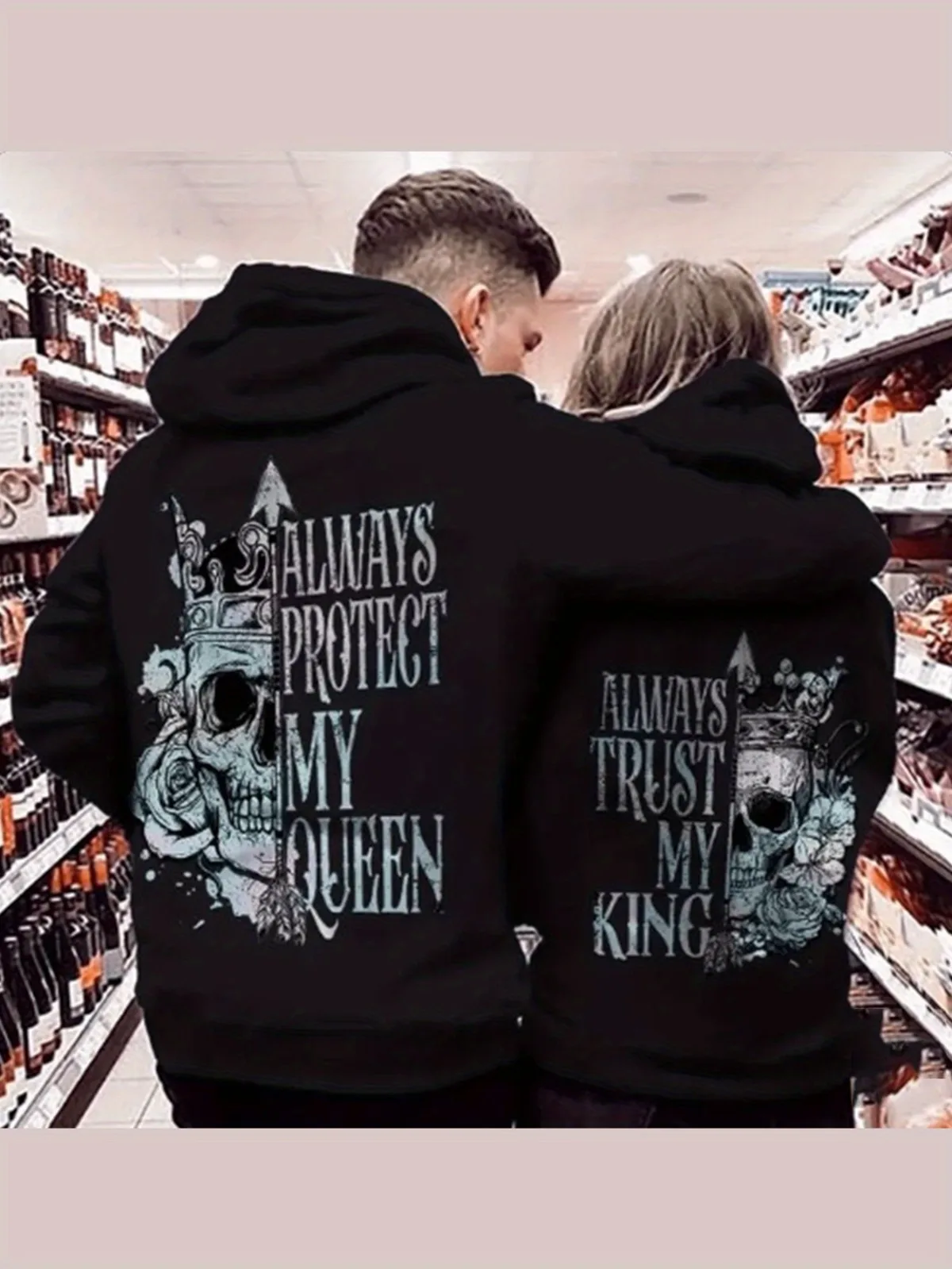 Gothic Style King Queen Matching Couple Hoodie
