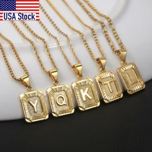 Trendy Gold Color  A-Z Letters Pendant Necklace